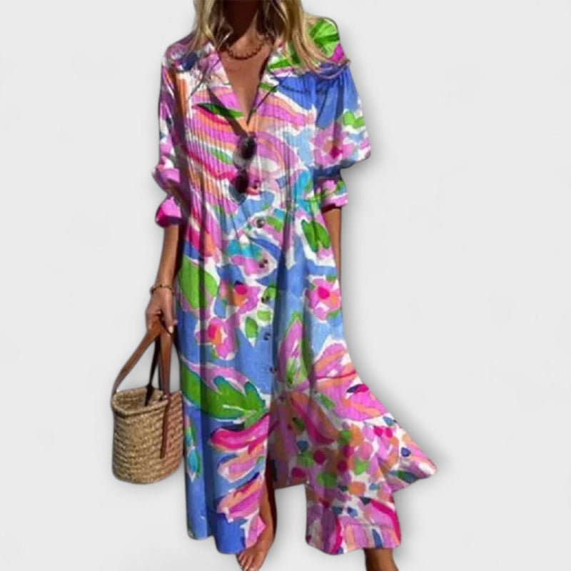 Lila - Flatterende Maxi-jurk met Buikbedekking