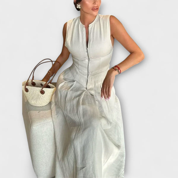 Mouwloze Plissé Bodycon Midi Jurk
