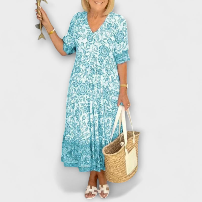 Luna - Chic Bloemen V-Hals Jurk