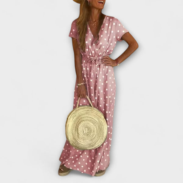 Maeve - Tijdloze Polka Dot Wikkeljurk met Klassieke Charme
