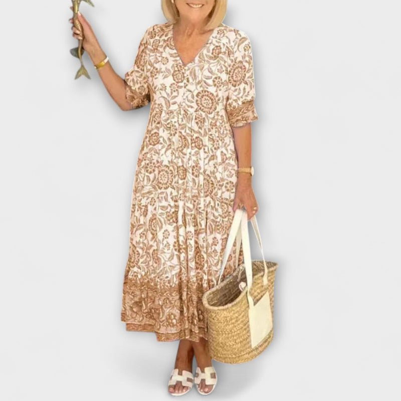 Luna - Chic Bloemen V-Hals Jurk