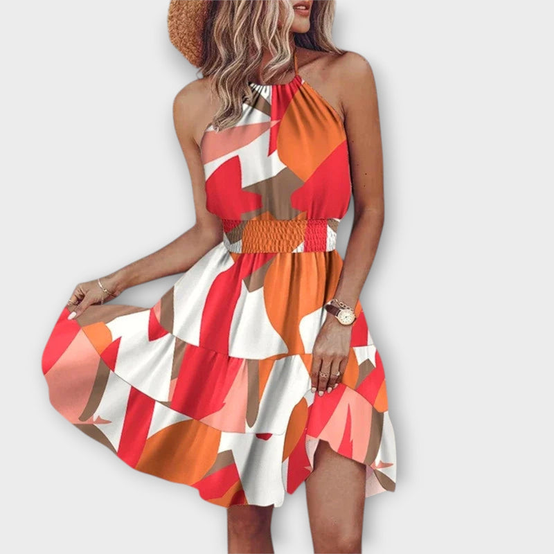 Loxley - Onregelmatige Print Rugloze Mini Dress