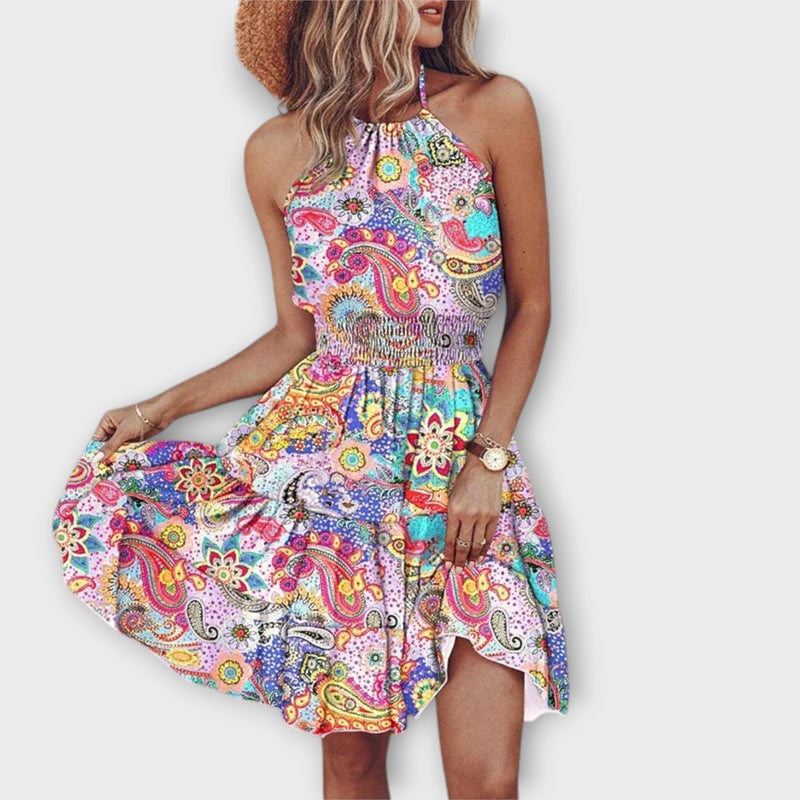 Loxley - Onregelmatige Print Rugloze Mini Dress