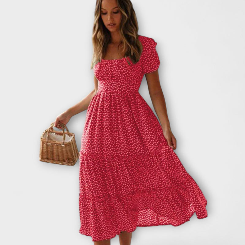 Vintage Bloemenpatroon Puff Sleeve Maxi Jurk