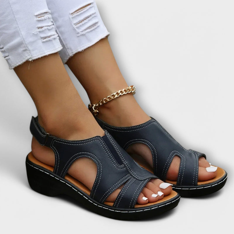Christina - Orthopedische Leren Sandalen met Comfort Heel