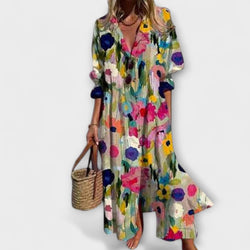 Caitlyn - Boho Chic Puff Sleeve Maxi Jurk