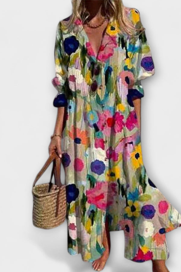 Caitlyn - Boho Chic Puff Sleeve Maxi Jurk