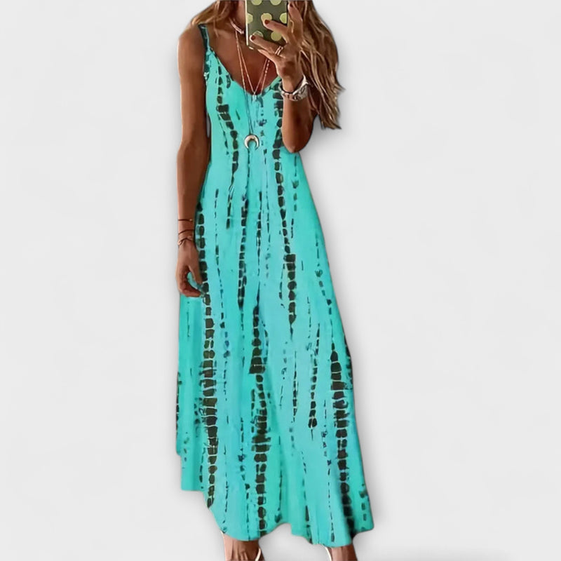 Seren - Vrouwen Tie-Dye V-Hals Maxi Jurk