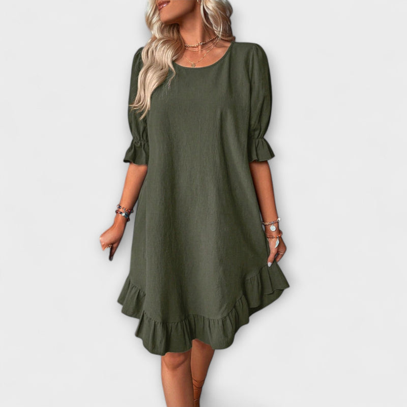 Isolde - Vintage-geïnspireerde Midi-jurk met Halve Mouwen