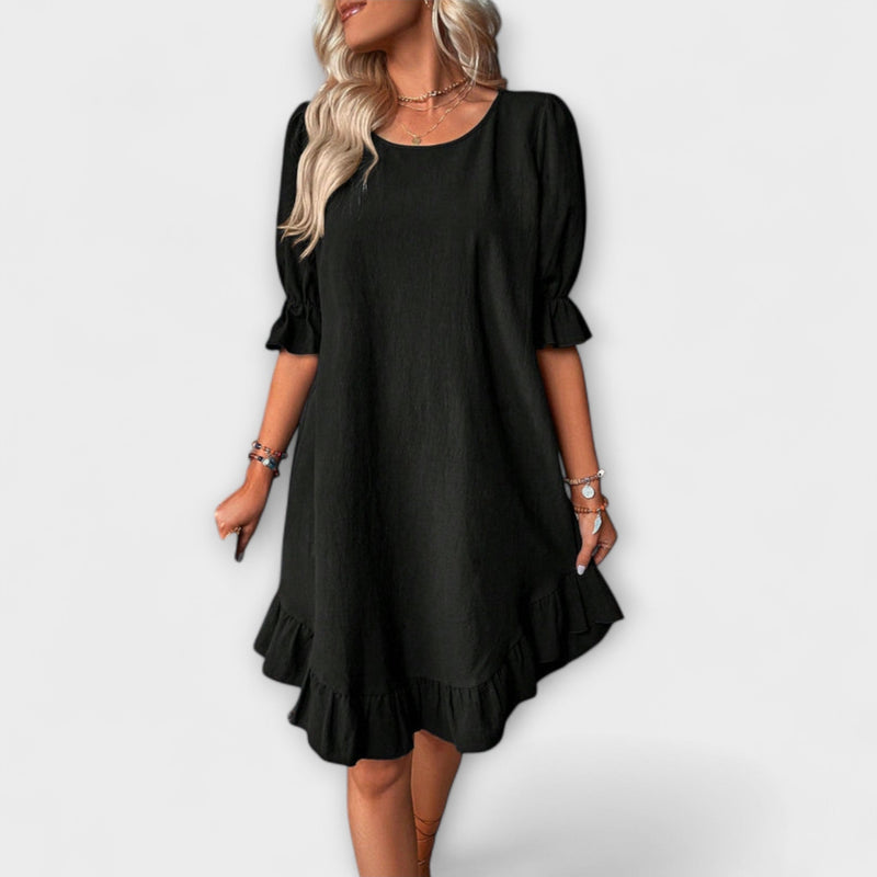Isolde - Vintage-geïnspireerde Midi-jurk met Halve Mouwen