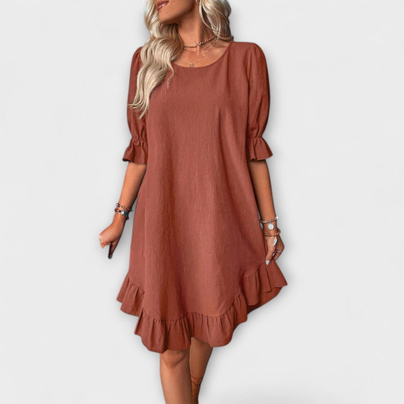 Isolde - Vintage-geïnspireerde Midi-jurk met Halve Mouwen