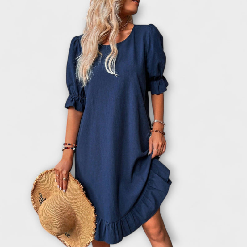 Isolde - Vintage-geïnspireerde Midi-jurk met Halve Mouwen