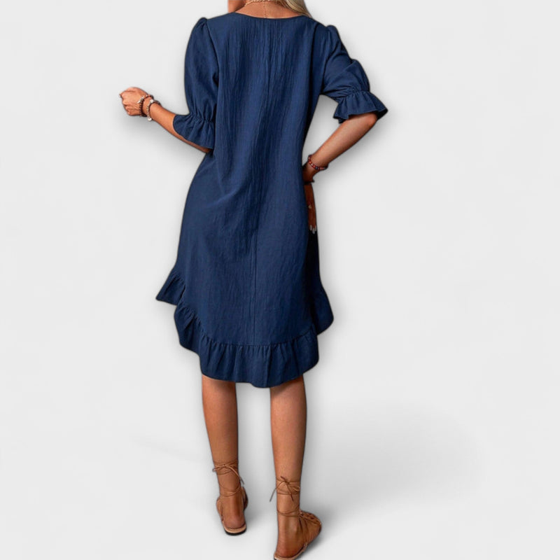Isolde - Vintage-geïnspireerde Midi-jurk met Halve Mouwen