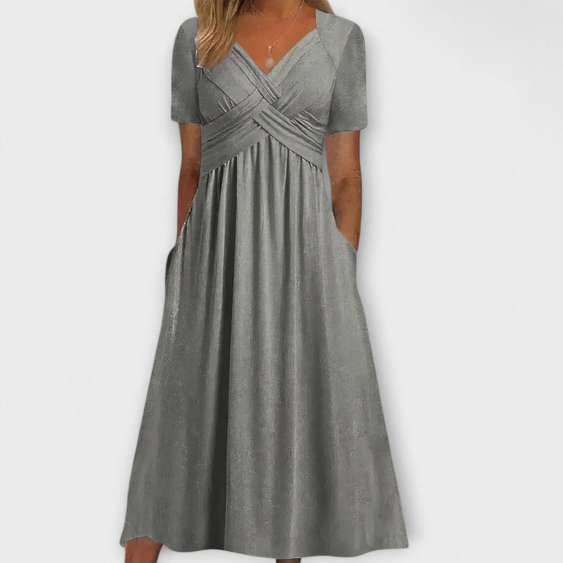 Cora - Dames Cozy V-Hals Jurk met Zakken