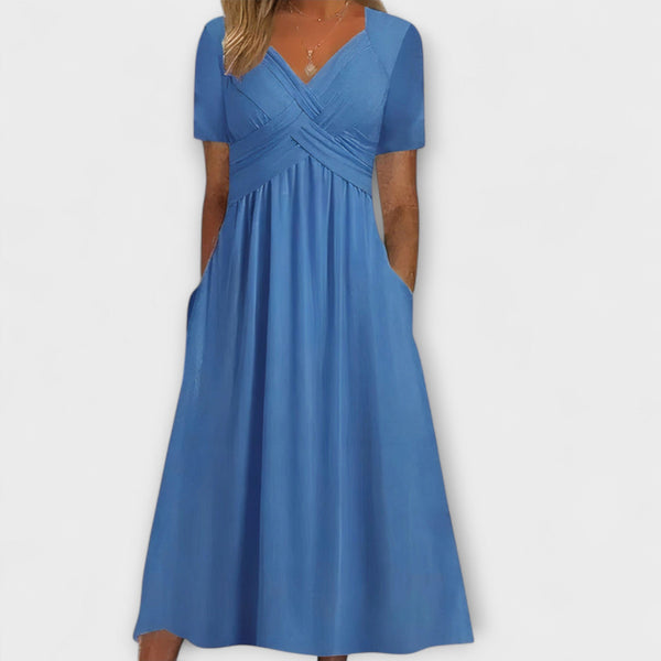 Cora - Dames Cozy V-Hals Jurk met Zakken