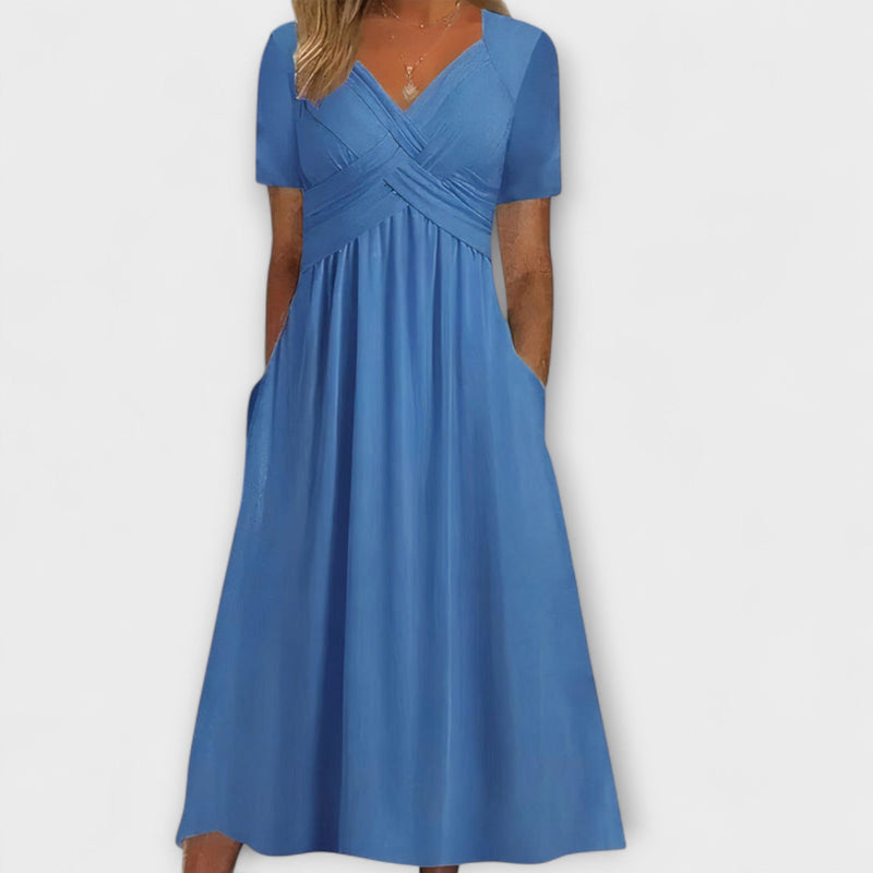 Cora - Dames Cozy V-Hals Jurk met Zakken