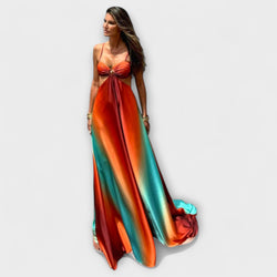Saylor - Mouwloze Gradient Rugloze Maxi Jurk