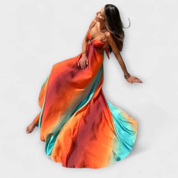 Saylor - Mouwloze Gradient Rugloze Maxi Jurk