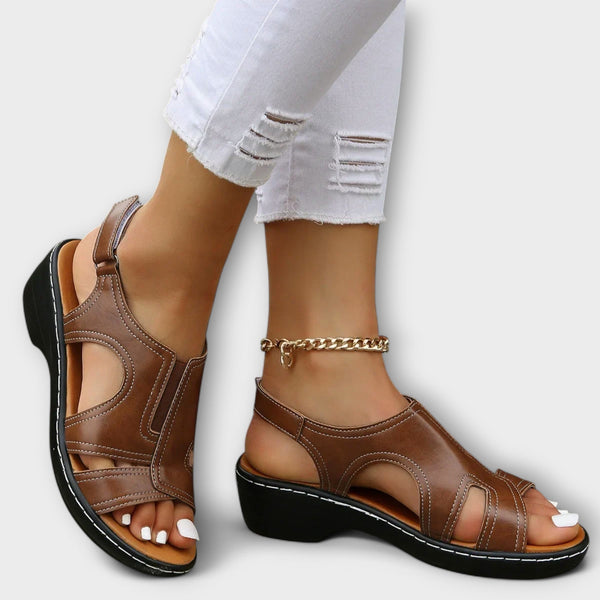 Christina - Orthopedische Leren Sandalen met Comfort Heel