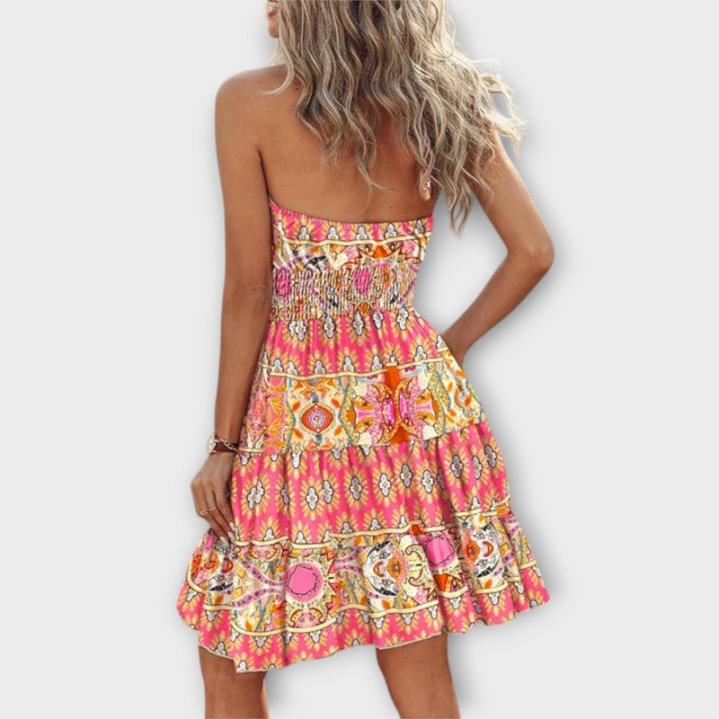 Loxley - Onregelmatige Print Rugloze Mini Dress