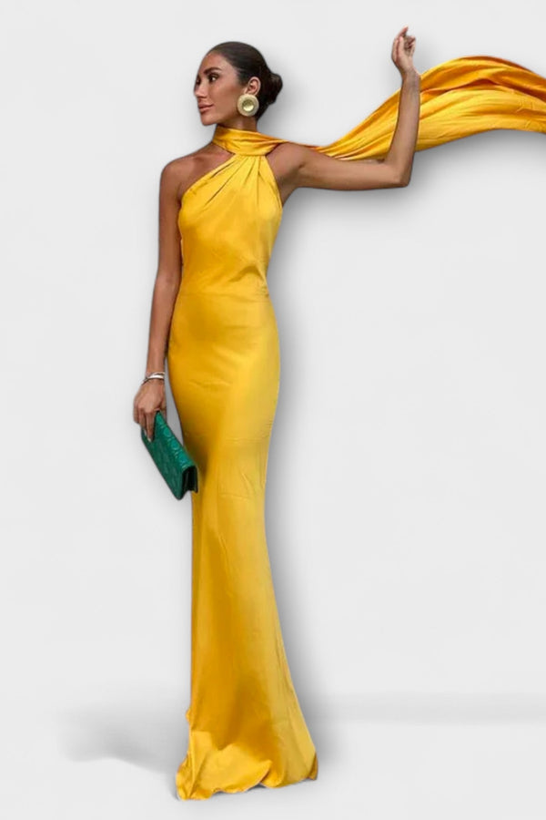 Chic Off-Shoulder Halter Maxi Jurk