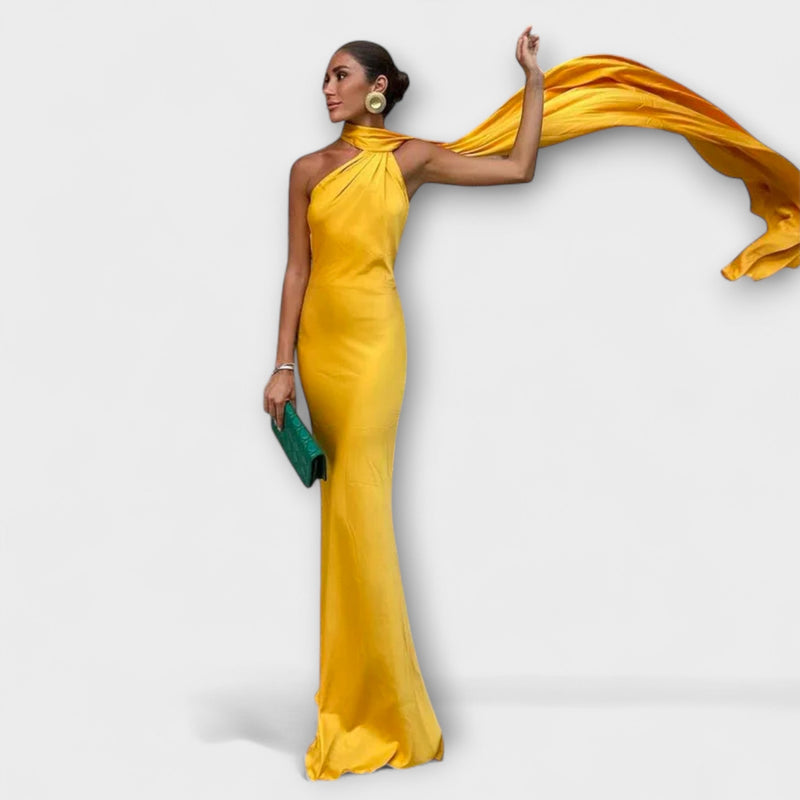 Chic Off-Shoulder Halter Maxi Jurk