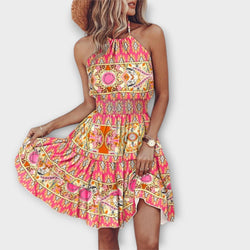 Loxley - Onregelmatige Print Rugloze Mini Dress