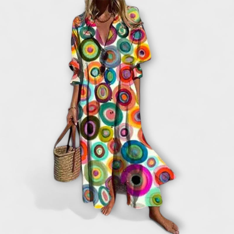 Caitlyn - Boho Chic Puff Sleeve Maxi Jurk