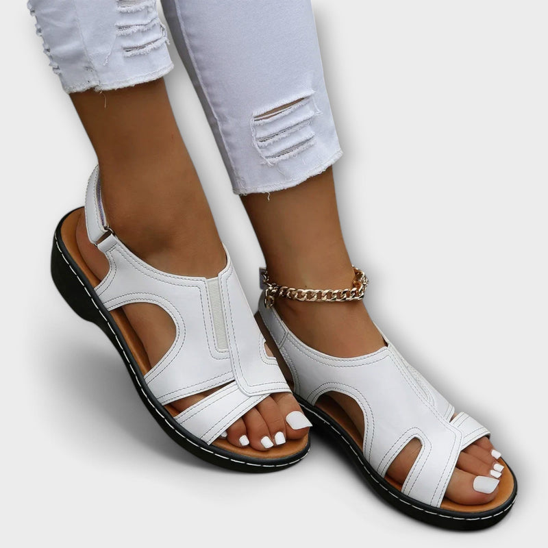 Christina - Orthopedische Leren Sandalen met Comfort Heel