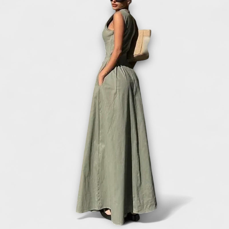 Mouwloze Plissé Bodycon Midi Jurk