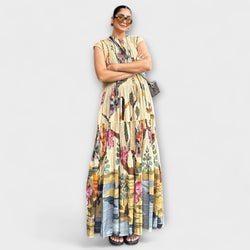 Elegante Plissé Lange Mouwen Jurk
