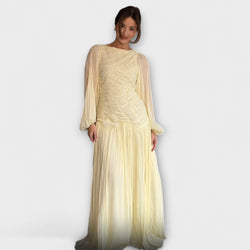 Elegante Plissé Lange Mouwen Jurk