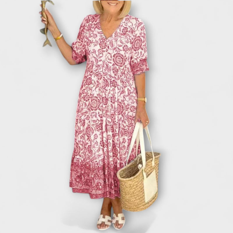 Luna - Chic Bloemen V-Hals Jurk