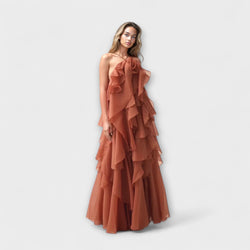 Nephele - Elegante Rimpel Halter Cocktailjurk