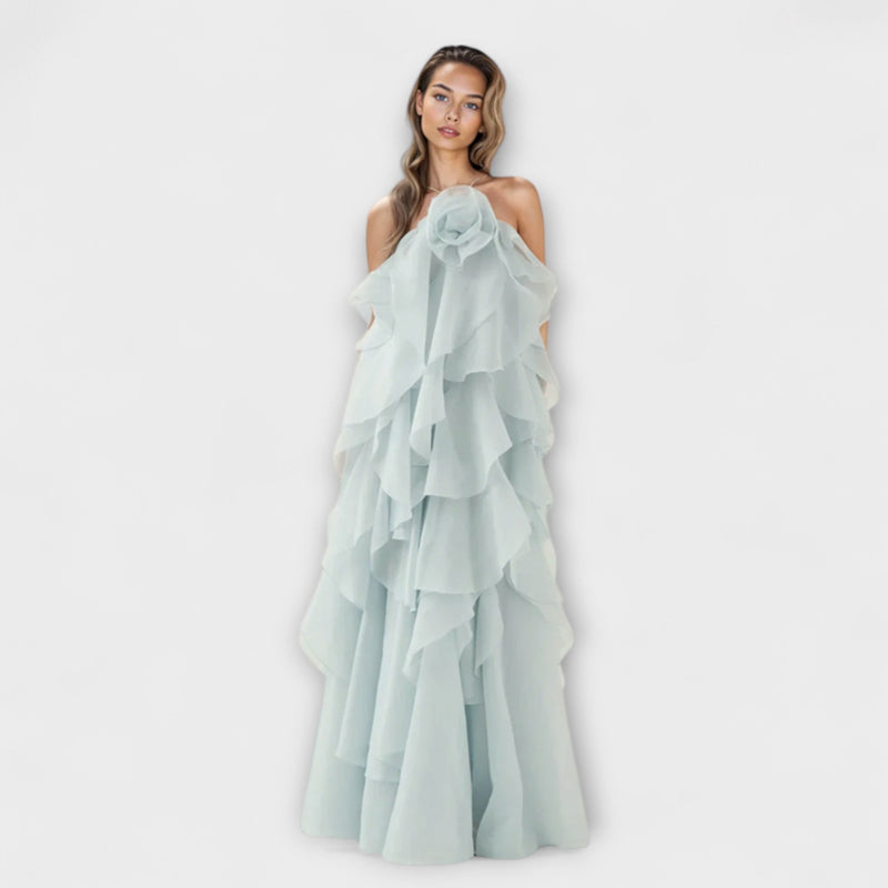 Nephele - Elegante Rimpel Halter Cocktailjurk