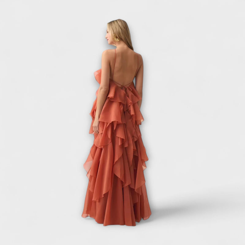 Nephele - Elegante Rimpel Halter Cocktailjurk