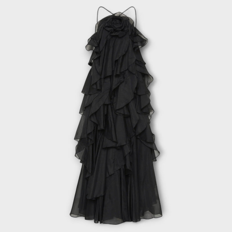 Nephele - Elegante Rimpel Halter Cocktailjurk