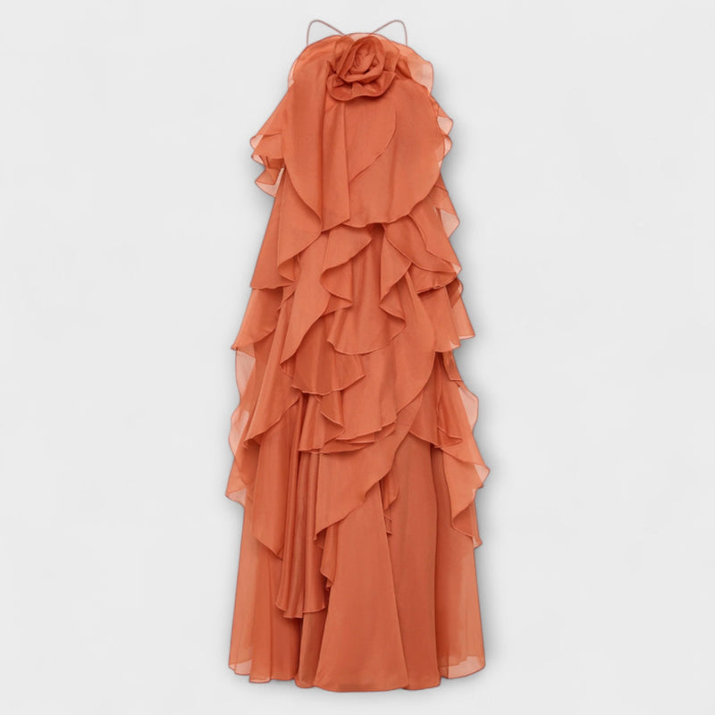 Nephele - Elegante Rimpel Halter Cocktailjurk