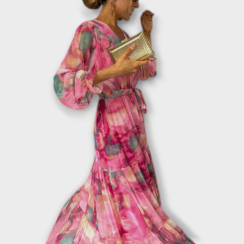Evelyn - Aquarelle Droom Maxi Jurk