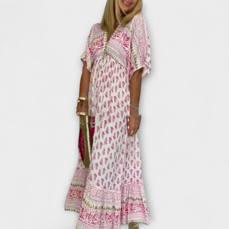 Mabel – Maxi-jurk in Boheemse stijl met Levendige Print