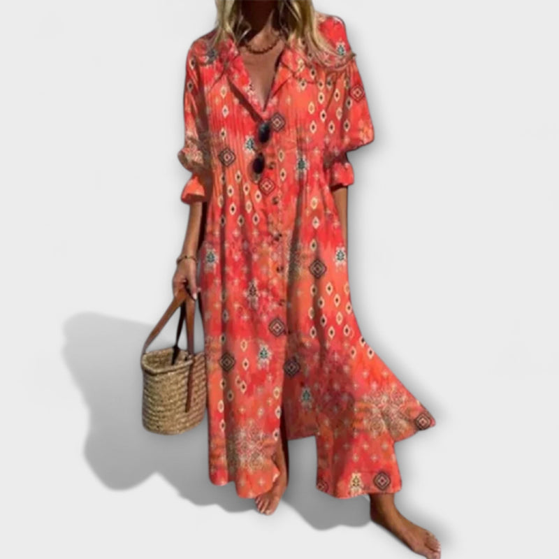 Lila - Flatterende Maxi-jurk met Buikbedekking