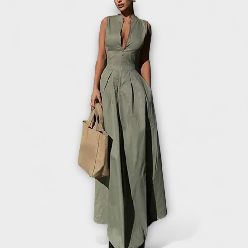 Mouwloze Plissé Bodycon Midi Jurk