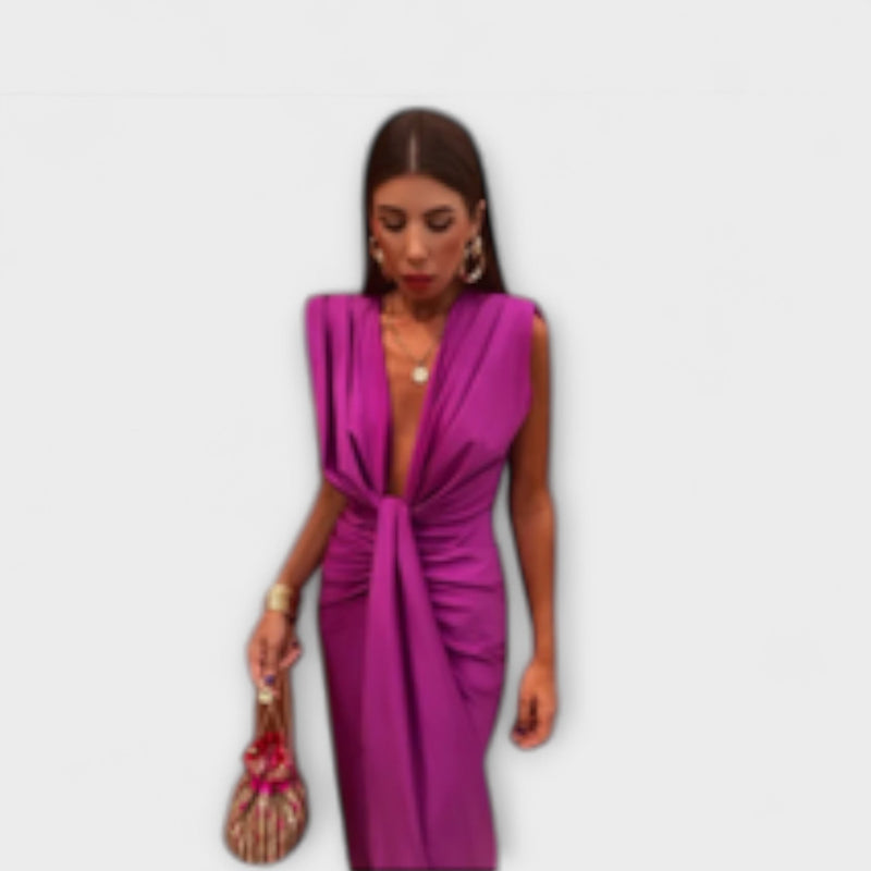 Leonora - Elegante Diepe V-Hals Jurk