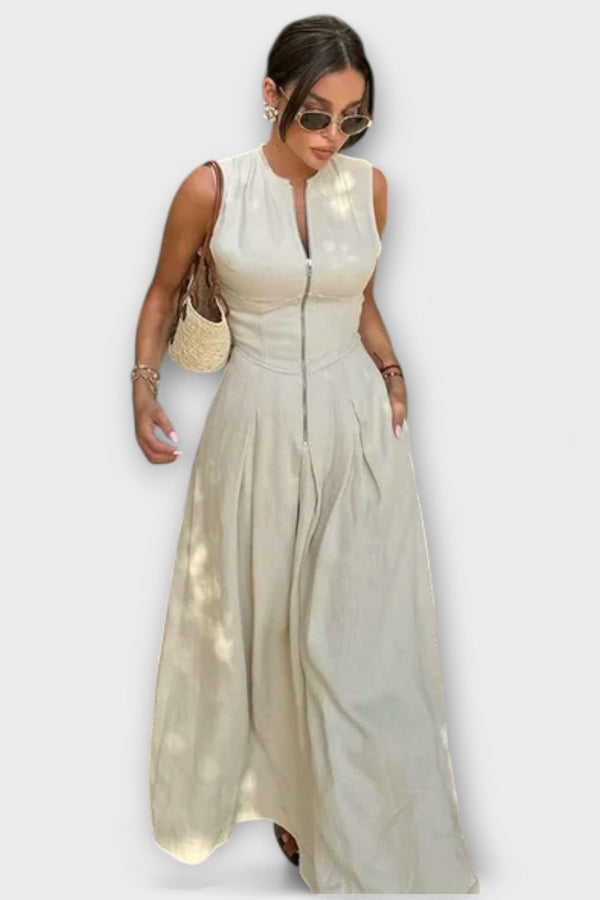 Mouwloze Plissé Bodycon Midi Jurk