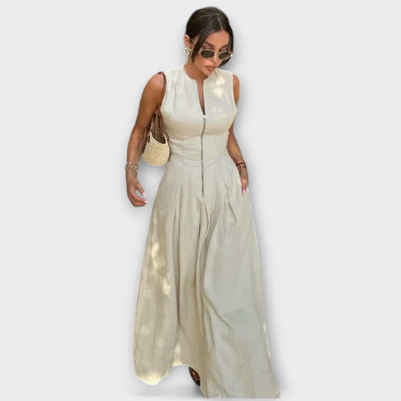 Mouwloze Plissé Bodycon Midi Jurk