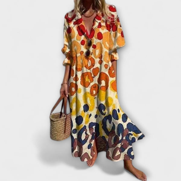 Caitlyn - Boho Chic Puff Sleeve Maxi Jurk