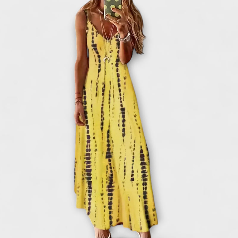 Seren - Vrouwen Tie-Dye V-Hals Maxi Jurk