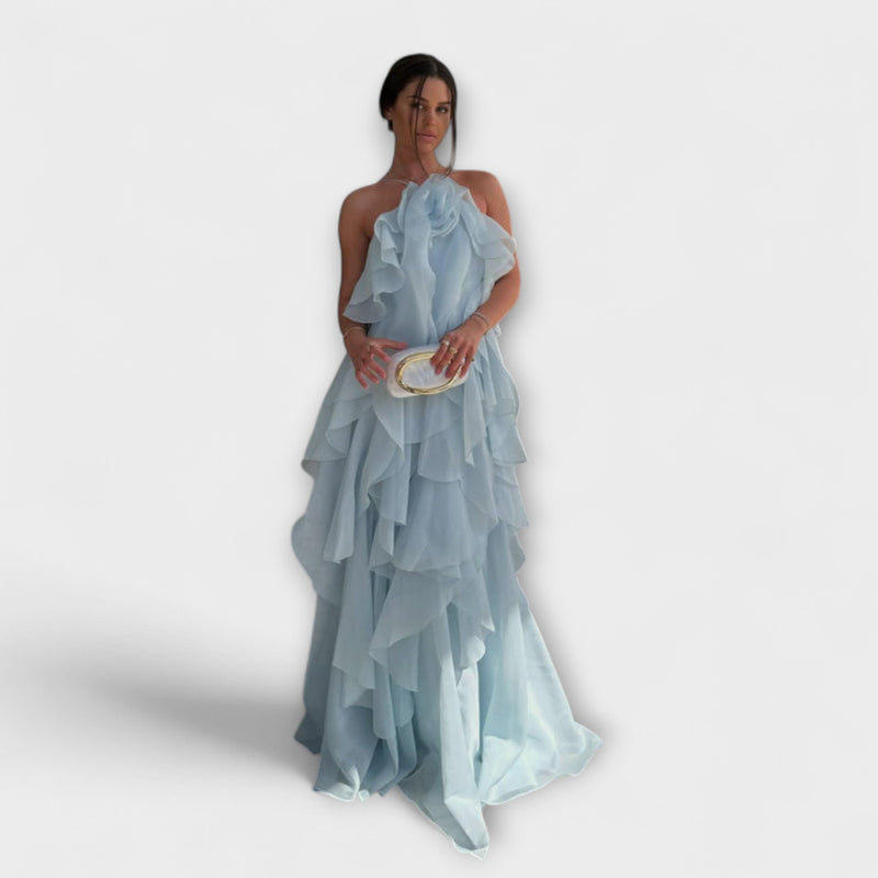 Nephele - Elegante Rimpel Halter Cocktailjurk