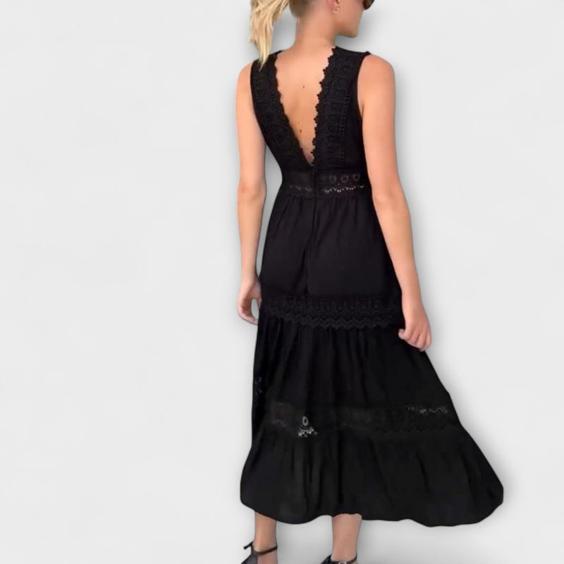 Aurélie - Elegante V-Hals Kant Jurk
