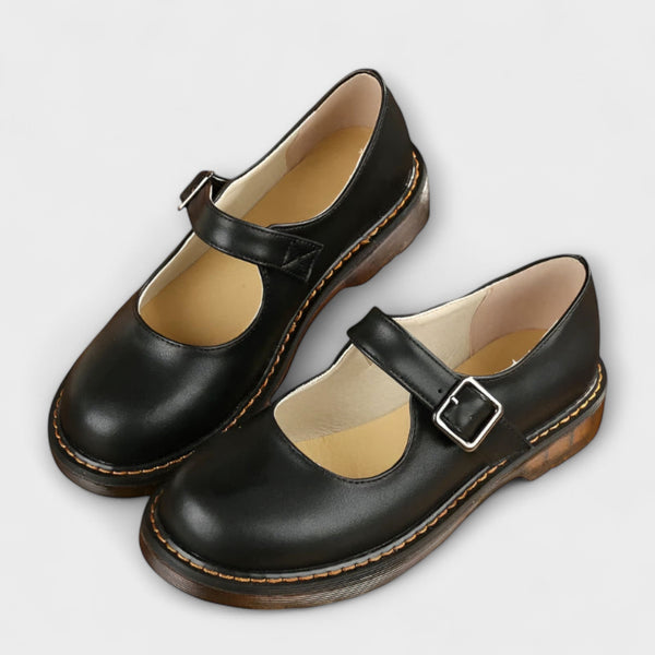 Dames Vintage Mary Jane Schoenen – Klassieke Leren Schoenen met Bandje & Comfort Zool